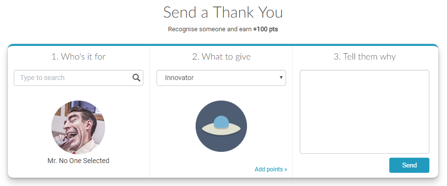 Gift widget interface for sending rewards to other users